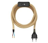 ledscom.de Euroconector tipo C con cable textil, conmutador, 2 m, beige, 2 x 0,75 mm²