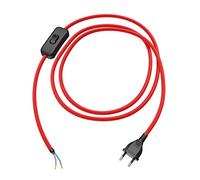 ledscom.de Euroconector tipo C con cable textil, conmutador, 2 m, rojo, 2 x 0,75 mm²