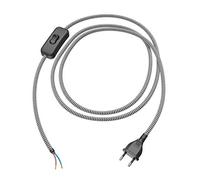 ledscom.de Euroconector tipo C con cable textil, interruptor, 2 m, negro, blanco, dentado, 2 x 0,75 mm²