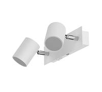 ledscom.de Foco de pared WAIKA, de dos luces, con interruptor, blanco mate + lámparas LED GU10 Regulación en 3 niveles: máx. 609lm cada una blanco