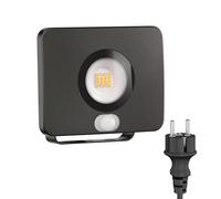 ledscom.de Foco LED de jardín WEGA para exteriores, IP44, detector de movimiento, enchufe, negro, 11,4 W, 944lm, blanco cálido