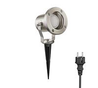 ledscom.de Foco LED para jardín MIBU con pincho de suelo para uso exterior, acero inoxidable, incl. lámpara GU10 4.914W 450lm 100° blanco cálido