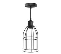 ledscom.de Lámpara colgante vintage RETRA, negra, casquillo E27, pantalla de jaula 122mm Ø