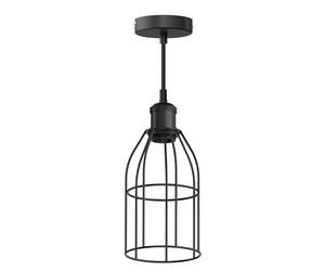 ledscom.de Lámpara colgante vintage RETRA, negra, casquillo E27, pantalla de jaula 122mm Ø