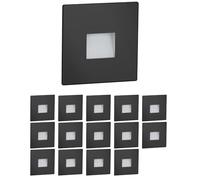 ledscom.de Lámpara de escalera/empotrable de pared con 15 LED, modelo FOW, para interior y exterior, downlight, rectangular, negra, 85 x 85 mm, blanco cálido