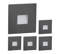 ledscom.de Lámpara de escalera/empotrable de pared con 5 LED, modelo FOW, para interior y exterior, downlight, rectangular, antracita, 85 x 85 mm, blanco cálido