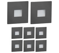 ledscom.de Lámpara de escalera/empotrable de pared con 8 LED, modelo FOW, para interior y exterior, downlight, rectangular, antracita, 85 x 85 mm, blanco frío