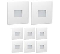 ledscom.de Lámpara de escalera/empotrable de pared con 8 LED, modelo FOW, para interior y exterior, downlight, cuadrada, 85 x 85 mm, blanco cálido