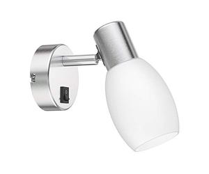 ledscom.de Lámpara de lectura/plafón de pared LUPI, interruptor, acero inoxidable mate, 1x E14 máx. 25W