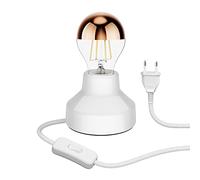 ledscom.de Lámpara de mesa de porcelana TIX, redonda, enchufe, interruptor, blanco + lámpara LED, 839lm, blanco cálido