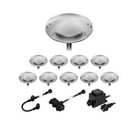 ledscom.de Lámpara de pie LED Bunda, 2 luces, para exterior, transitable, blanco cálido, juego de 10