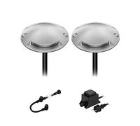 ledscom.de Lámpara de pie LED Bunda, 2 luces, para exterior, transitable, blanco cálido, juego de 2