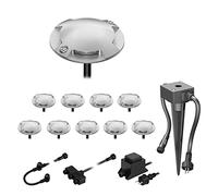 ledscom.de Lámpara de pie LED Bunda, 4 lámparas, con sensor crepuscular para exteriores, transitable, blanco cálido, juego de 10