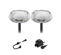 ledscom.de Lámpara de pie LED Bunda, 4 llamas, para exteriores, transitable, blanco frío, juego de 2