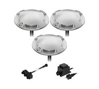 ledscom.de Lámpara de pie LED Bunda, 4 llamas, para exteriores, transitable, blanco frío, juego de 3