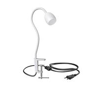 ledscom.de Lámpara de pinza, cuello de cisne KLUK, interruptor, blanco mate, 1x GU10 máx. 60W