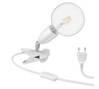 ledscom.de Lámpara de pinza E27 LIK, blanca incl. lámpara de filamento E27 G125 838lm blanco cálido
