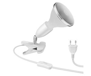 ledscom.de Lámpara de pinza E27 LIK, blanco incl. Lámpara reflectora LED E27 PAR38 1152lm blanco cálido