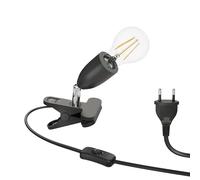 ledscom.de Lámpara de pinza E27 LIK, negra incl. filamento de lámpara LED 1600lm blanco cálido