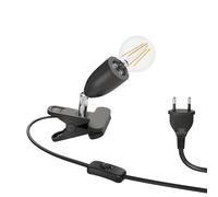 ledscom.de Lámpara de pinza E27 LIK, negra incl. Lámpara LED E27 963lm blanco cálido, regulación de 3 pasos sin regulador con interruptor de luz