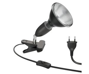 ledscom.de Lámpara de pinza E27 LIK, negra incl. Lámpara reflectora LED PAR38 negra 1279lm blanco cálido