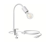 ledscom.de Lámpara de pinza LELE con cuello de cisne, blanca, incl. lámpara E27 blanco cálido, 4W, 848lm)