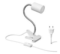 ledscom.de Lámpara de pinza WAIKA con cuello de cisne e interruptor blanco mate, incl. lámpara LED GU10 (blanco cálido, 4.914W, 450lm, 100°)