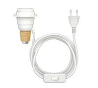 ledscom.de Lámpara de sobremesa de corcho FLAKO con interruptor y cable textil, blanco, 1x E27 máx. 60W, sin botella, sin bombilla