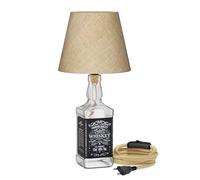 ledscom.de Lámpara de sobremesa FLAKO, cable de cáñamo, pantalla beige natural, incl. lámpara LED E27 de 3 niveles (blanco cálido, 7,1 W, 963lm) sin botella