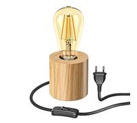 ledscom.de Lámpara de sobremesa HITO, madera maciza, redonda, incl. E27 LED Retro oro máx. 814lm blanco extracálido 3 niveles