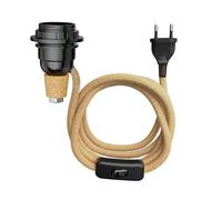 ledscom.de Lámpara de sobremesa Lámpara de corcho FLAKO con interruptor y cable textil, cáñamo, beige natural, 1x E27 máx. 60W, sin botella, sin bombilla