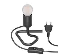 ledscom.de Lámpara de sobremesa TRIN con casquillo E27 negro con enchufe e interruptor incl. mini lámpara E27 477lm esmerilado blanco cálido