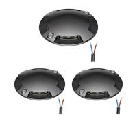 ledscom.de Lámpara de suelo con 3 LED, señalización de recorrido RUNDA para exteriores, IP67, 4 luces, antracita, redonda, 70 mm de diámetro, blanco cálido