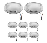 ledscom.de Lámpara de suelo con 8 LED, señalización de recorrido RUNDA para exteriores, IP67, 4 luces, aluminio, redonda, 70 mm de diámetro, blanco frío