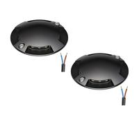 ledscom.de Lámpara de suelo de 2 LED, baliza de señalización RUNDA para exteriores, IP67, 4 llamas, negra, redonda, Ø 70mm, blanco cálido