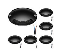 ledscom.de Lámpara de suelo de 6 LED, baliza de señalización RUNDA para exteriores, IP67, 2 llamas, negra, redonda, Ø 70mm, blanco cálido