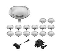ledscom.de Lámpara de suelo LED Bunda para exteriores, 4 luces, transitable, blanco frío, juego de 15