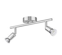 ledscom.de Lámpara de techo LUNARA, 2 llamas, acero inoxidable, cromo mate, incl. 2 lámparas LED GU10 (blanco cálido, 10,8 W, 510 lm c/u, 45°)