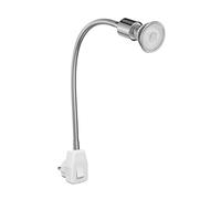 ledscom.de Lámpara de zócalo LESCH Lámpara de lectura Interruptor de cuello de cisne cromado + LED GU10, PAR16, blanco cálido, 6,05W, 374lm, 70°, regulador de 3 niveles