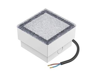 ledscom.de Lámpara empotrable de pavimento LED CUS para exteriores, IP67, angular, 10 x 10cm, blanco cálido