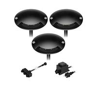 ledscom.de Lámpara LED de pie BUNDA, 1 lámpara, extraplana, para exteriores, aluminio, negra, redonda, 7cm Ø, blanco cálido, juego de 3