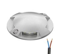 ledscom.de Lámpara LED de suelo, baliza de señalización RUNDA para exteriores, IP67, 4 llamas, aluminio, redonda, 70mm Ø, blanco cálido