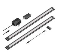 ledscom.de Lámpara LED inteligente para debajo del armario SIRIS negro mate, controlador WLAN plano, smart home, compatible con Alexa, 50 cm cada una, 531 lm cada una, blanco cálido, juego de 2