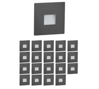 ledscom.de Lámpara LED para escaleras/empotrable de pared FOW de 20 LED, para interior y exterior, downlight, rectangular, antracita, 85 x 85 mm, blanco cálido