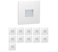 ledscom.de Lámpara LED para escaleras/empotrable en pared FOW, 12 unidades, para interior y exterior, downlight, rectangular, 85 x 85 mm, blanco cálido