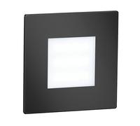 ledscom.de Lámpara LED para escaleras/plafón empotrado FEX para interiores y exteriores, angular, negro, 85 x 85mm, blanco frío