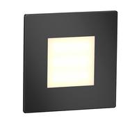 ledscom.de Lámpara LED para escaleras/plafón empotrado FEX para interiores y exteriores, angular, negro, 85 x 85mm, blanco cálido