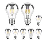 ledscom.de Lámpara LED para espejo de tocador, 8 LED, casquillo E27, modelo A60, 2600 K (blanco cálido), 399 lm, 4,3 W, 230 V - Bombilla «Silberkopf» - no regulable