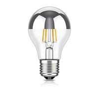 ledscom.de LED E27 lámpara de cabeza de espejo A60 2700K blanco cálido 399lm 4,3W 230V - Bombilla de cabeza plateada - no regulable