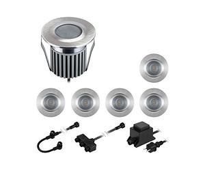 ledscom.de Luces LED empotradas en el suelo BODES para uso exterior, blanco cálido, cada una 94lm/lámpara, mate, redonda, 50mm Ø, juego de 6